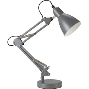Lampka biurkowa metal 1xE14 10W 30x13x50cm szara